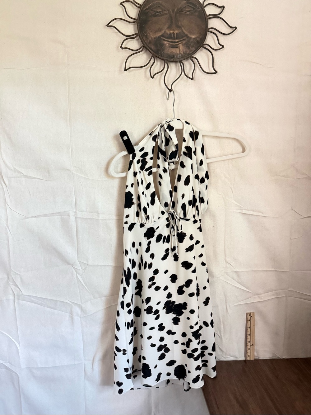 Women's Black & White Halter Spot Print Dress | Abercrombie & Fitch Cow Print